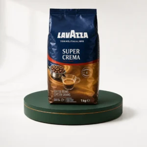 دانه قهوه Lavazza Super Crema یک کیلوگرم روی پایه سبز قهوه عمده