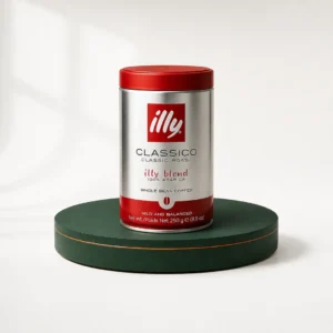 دانه قهوه Illy Classico قوطی 250 گرم روی پایه سبز قهوه عمده