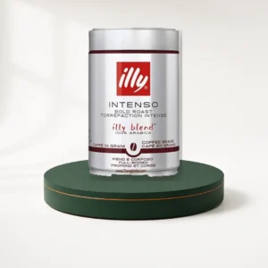 دانه قهوه Illy Intenso قوطی 250 گرم روی پایه سبز قهوه عمده